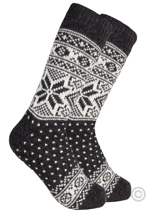Norfinde Norwegian wool socks "Snowflake" anthracite