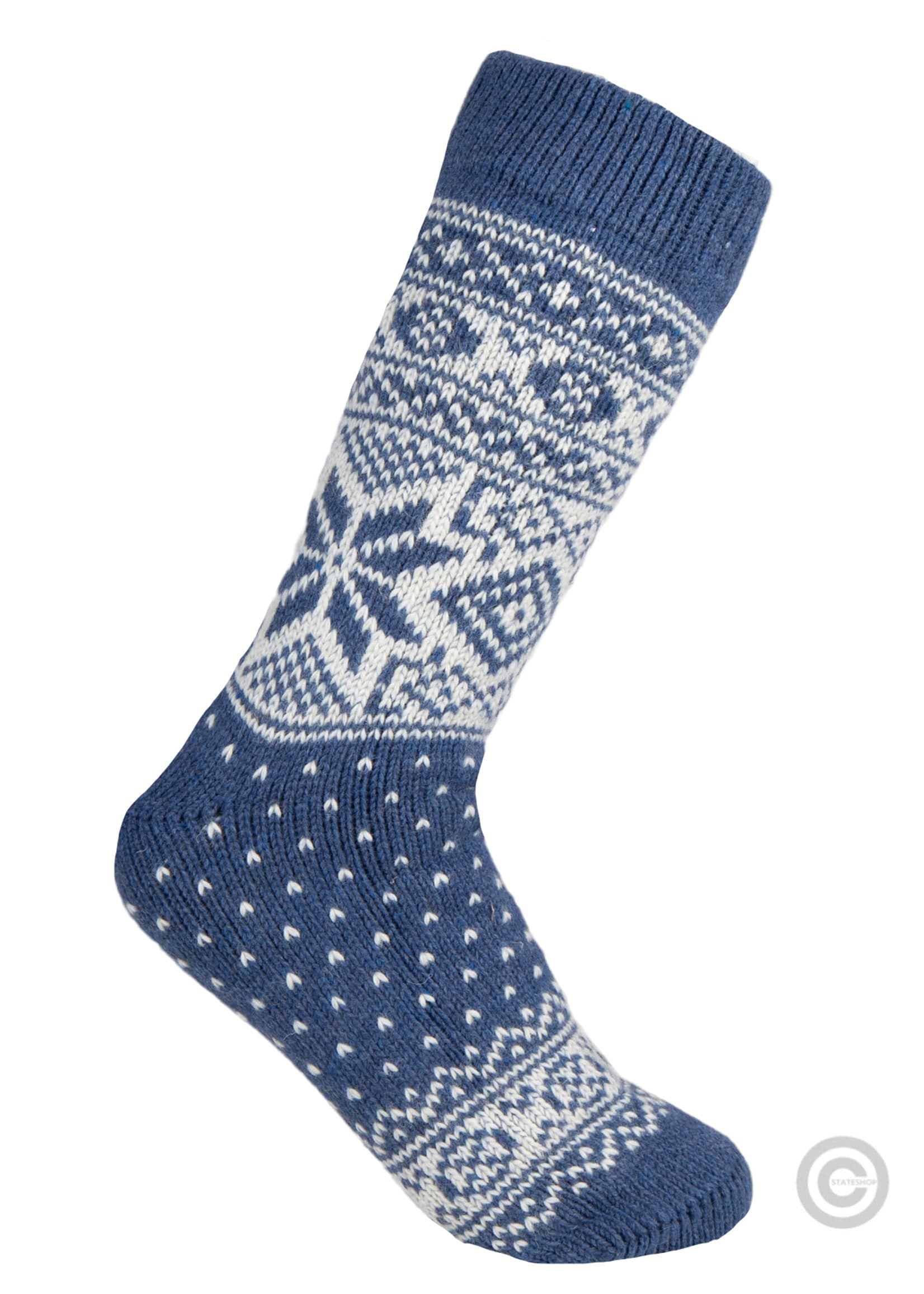 Norfinde Norwegian wool socks "Snowflake" blue