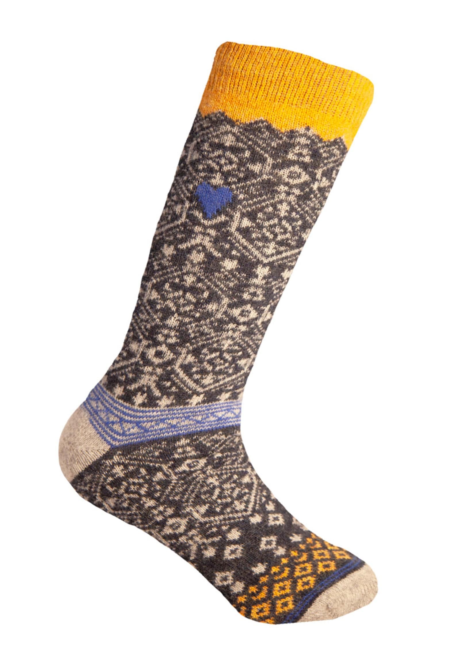 Norfinde Norwegian wool socks with a small woven Swedish flag, dark gray