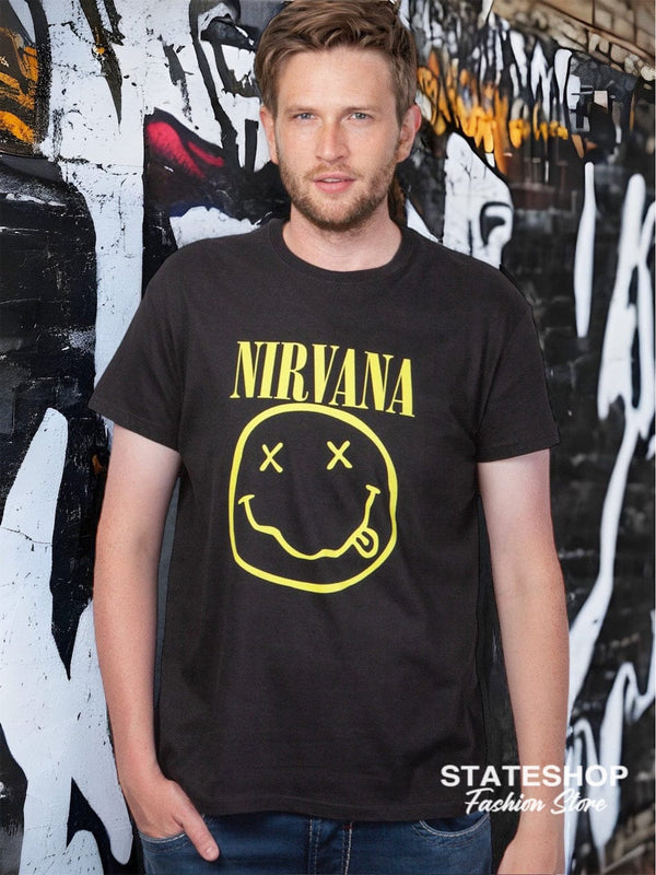 Nirvana T-Shirt  Official Smiley Face Logo Nirvana Shirt