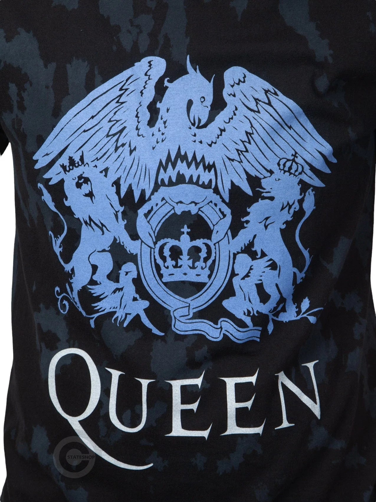RockstarzT-shirt Queen "Blue Crest" Dip Dye, Black