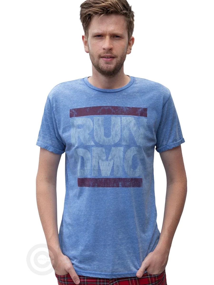 Rockstarz T-shirt Run DMC "Burned out Logo" Blue