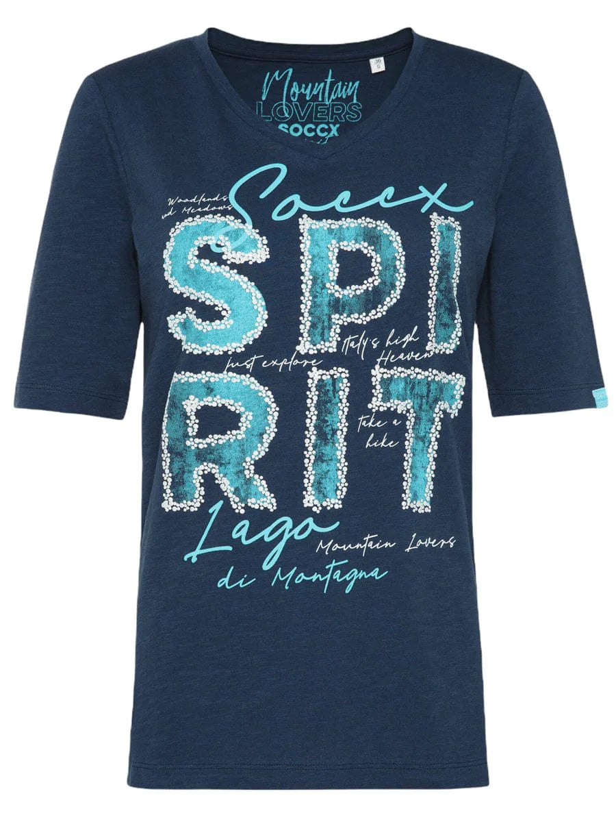 Soccx T-Shirt mit Logografik und V-Ausschnitt - Stateshop Fashion