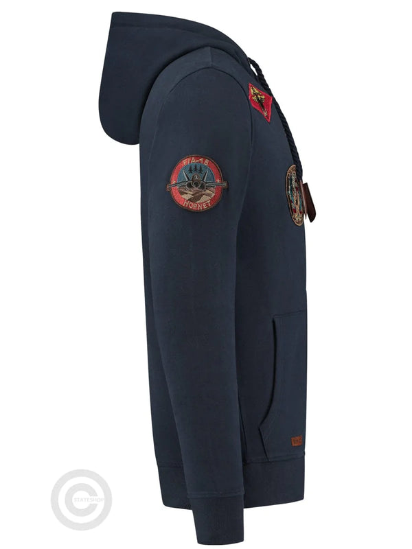 Hoodie sweat jacket with patches, darkblueTop Gun - Stateshop Fashion