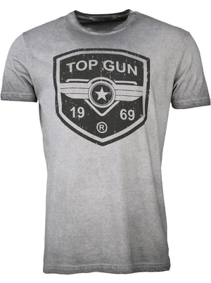 Top GunRound-neck cotton T-shirt "Power Shield" Grey
