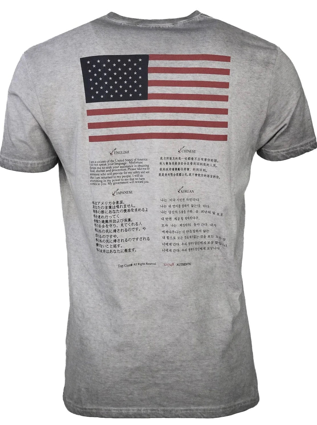 Top GunRound-neck cotton T-shirt "Power Shield" Grey