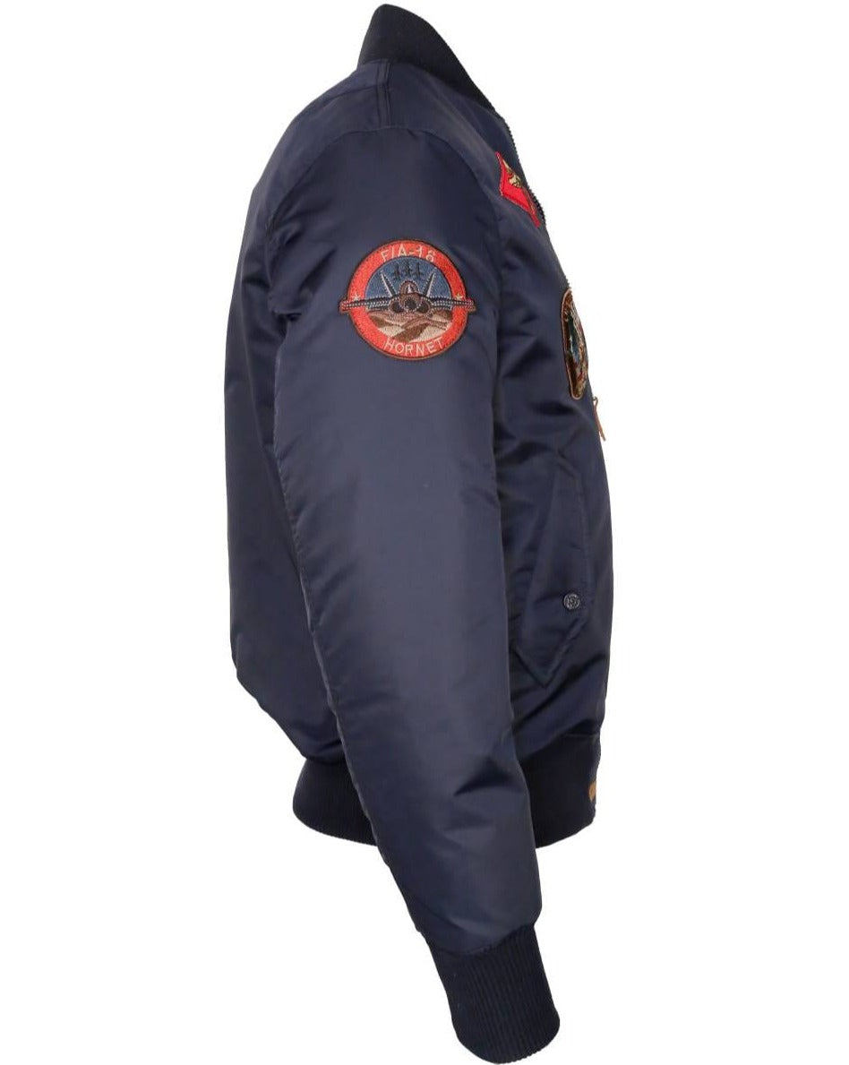 Top Gun Stylish and current Pilot Bomber Jacket with patches and an elastic waistband