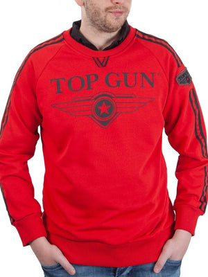 Top GunSweatshirt round neck "Streak Logo" with patches, red