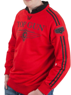 Top GunSweatshirt round neck "Streak Logo" with patches, red