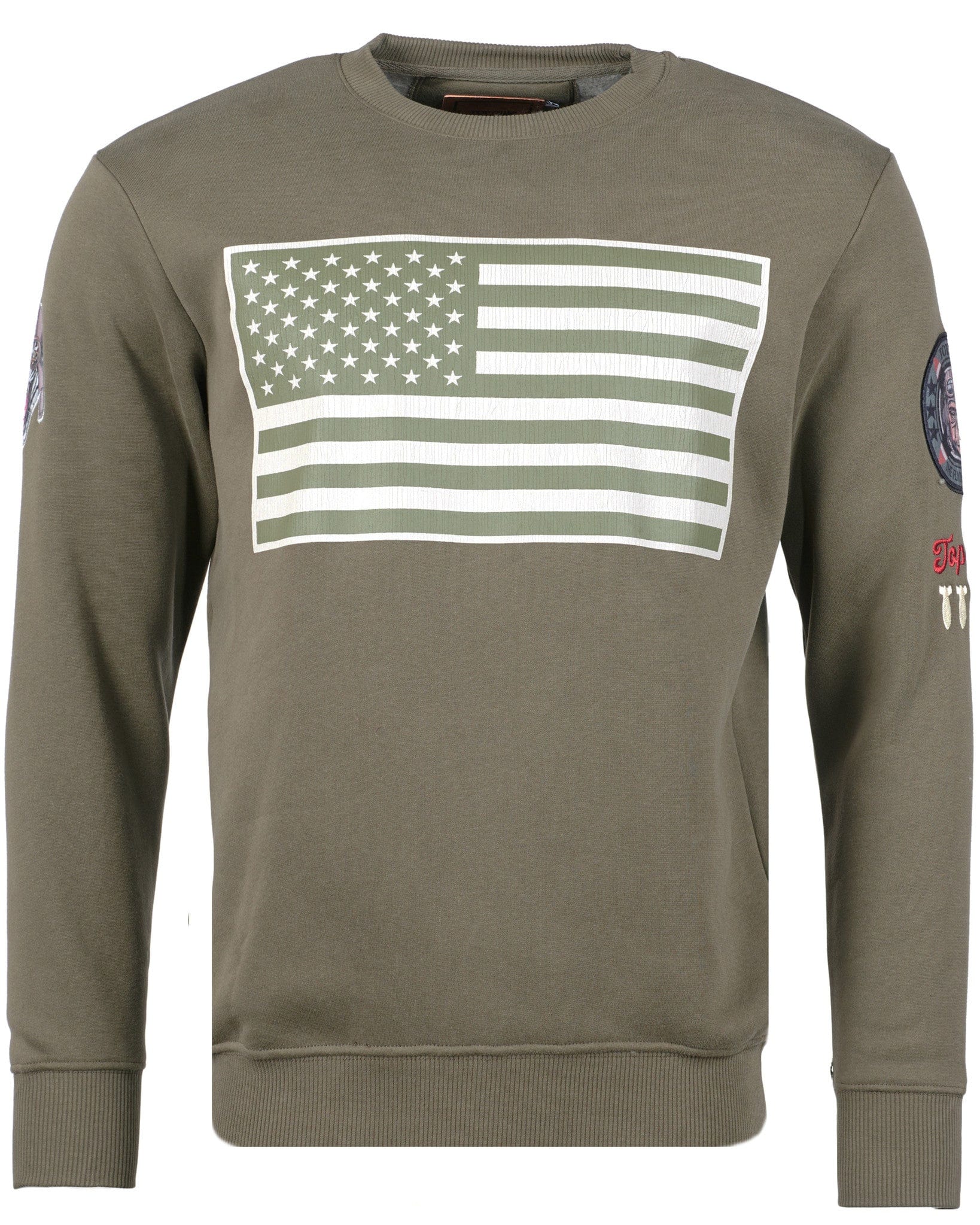Top GunSweatshirt round neck "US Flag" Army