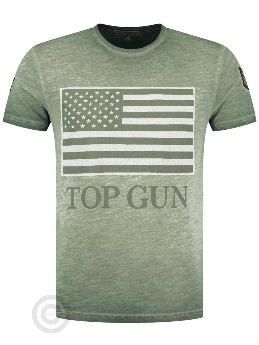 Top GunT-shirt, round neck in cotton "US vintage Flag" Army
