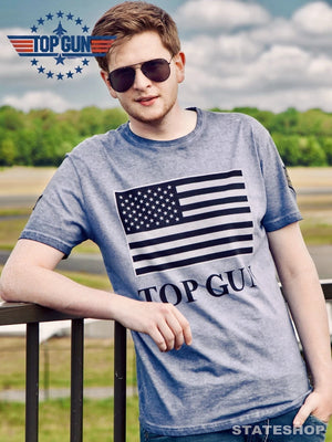 Top GunT-shirt, round neck made of cotton "US Flag" blue
